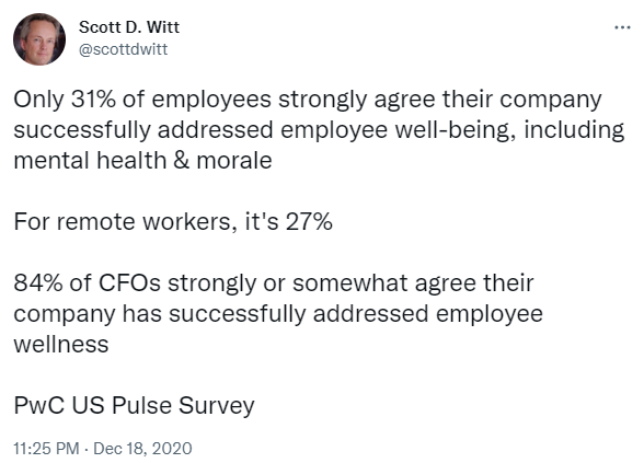 Employee pulse survey tweet