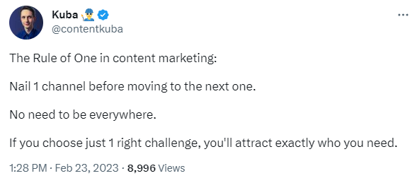 content marketing tweet by kuba