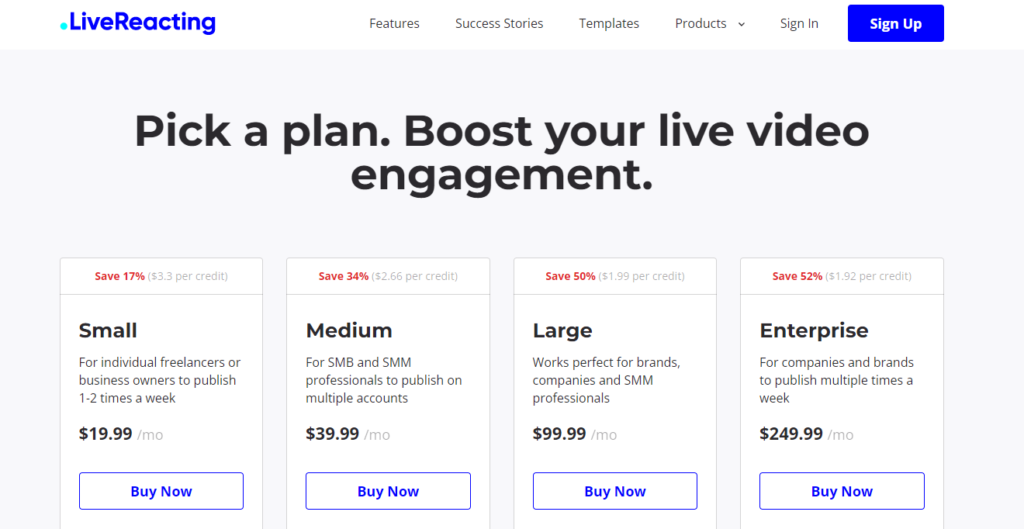 Live reacting saas pricing model