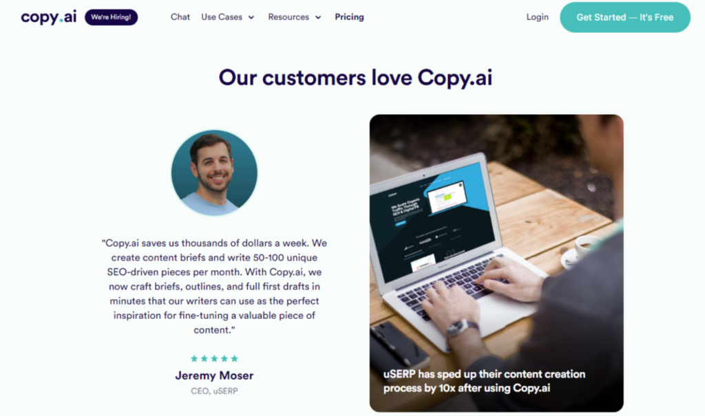 copy.ai saas pricing model